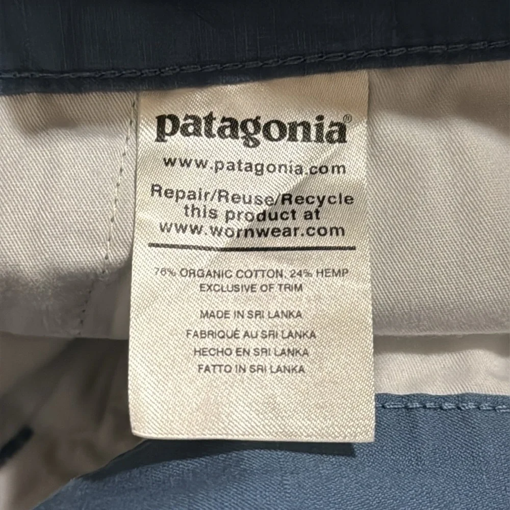 Patagonia Organic Cotton Hemp Lightweight All-Wear Shorts Blue 8” Casual-38